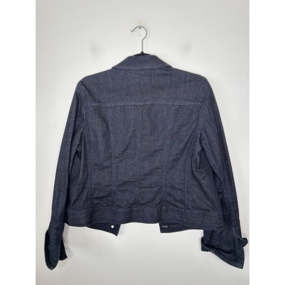 Talbots Womens Dark Wash Denim Trucker Jacket Blue Stretch Size 10P - Picture 4 of 8